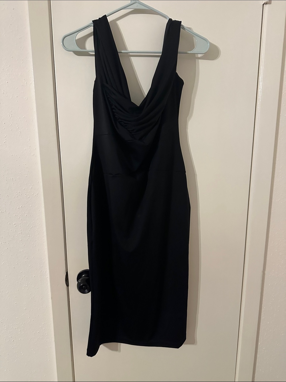 Black Cowl Neck Sleeveless Mini Dress